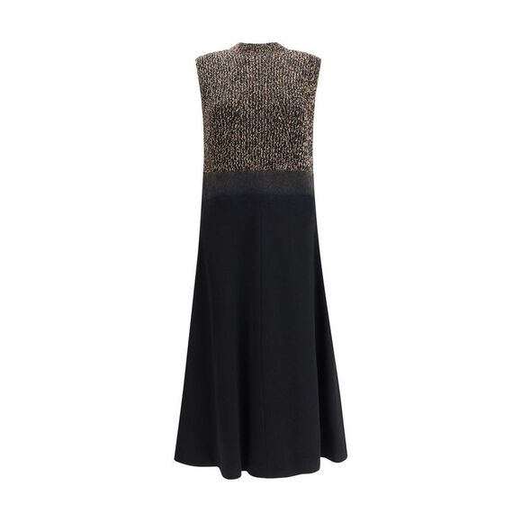 Prada Black Fleece Wool Casual Women's Dress